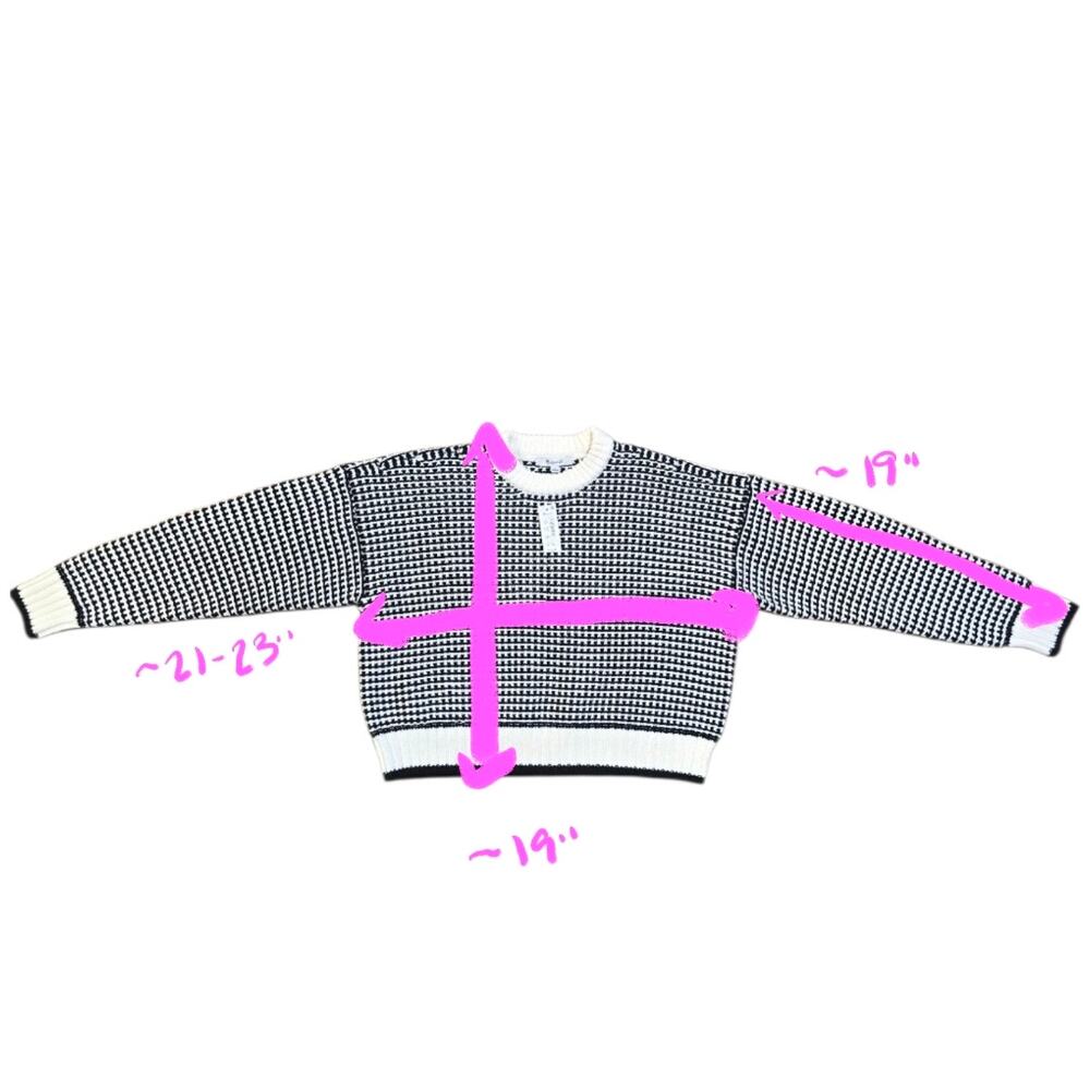 NWT Madewell Black White Textured Knit Cropped Oversized Crewneck XS Fits L/XL - Picture 6 of 10